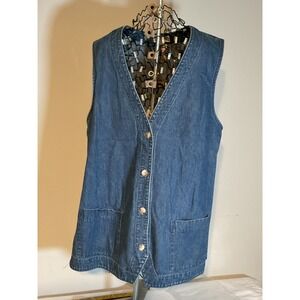 Gotcha Covered Vintage Denim Vest Medium Wash Button Front Longline Pockets L